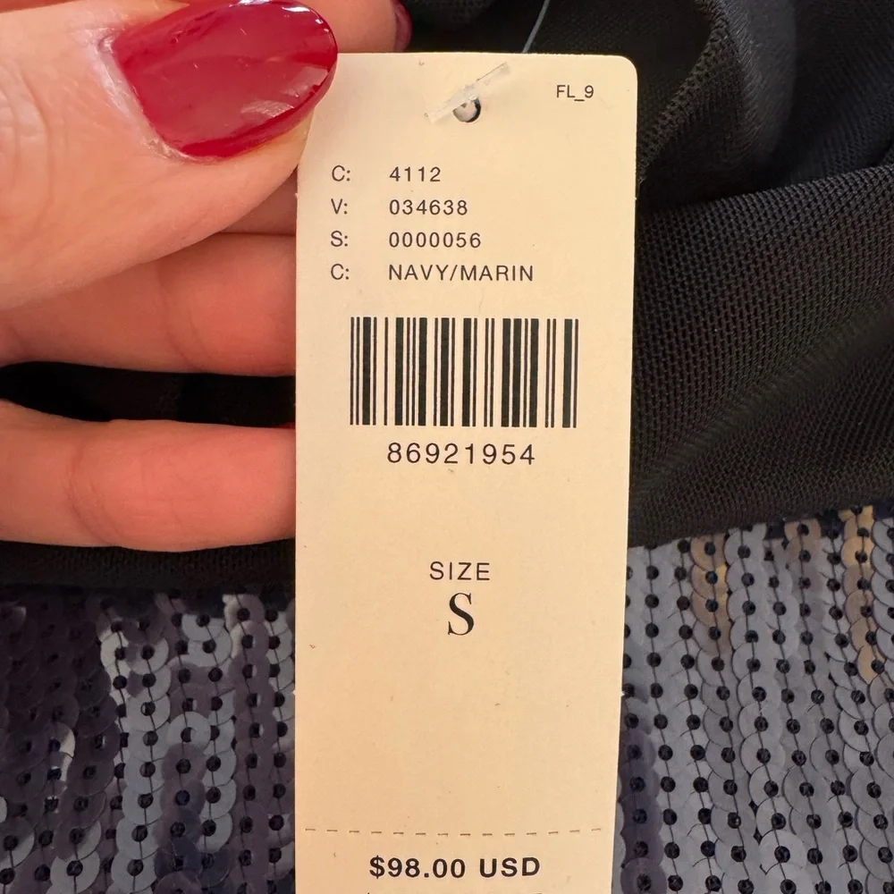 Maeve by Anthropologie Sequin Mesh Mock Neck Top Size S - Picture 3 of 5